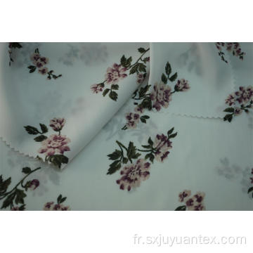 Tissu 100% polyester imprimé de fleurs en satin martelé